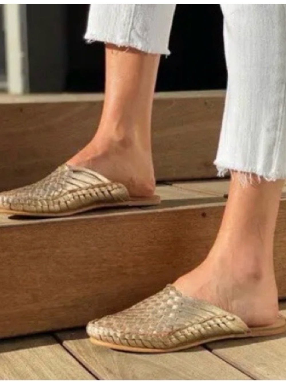 Seychelles Metallic Woven Slip-On Mules in Gold